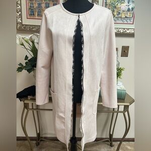 CACTUS+PEARL ULTRA SUEDE LACE TRIM PALE PINK DRESSY WEDDING JACKET DUSTER SZ SM💞